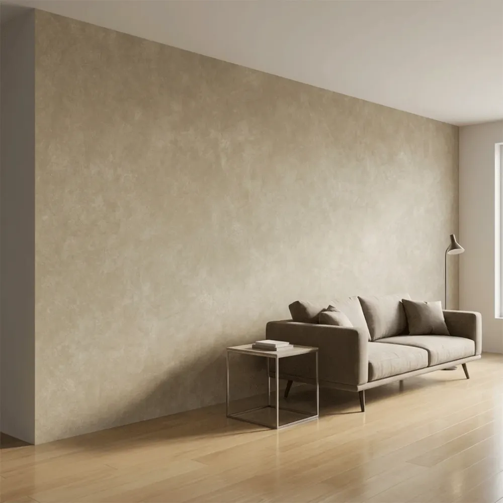 Warm Beige Concrete Texture Plain Wallpaper