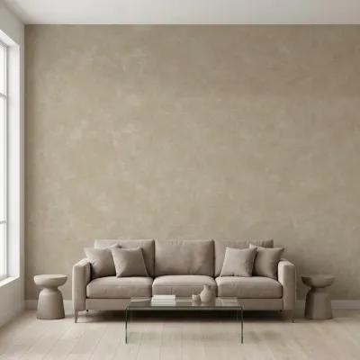Warm Beige Concrete Texture Plain Wallpaper