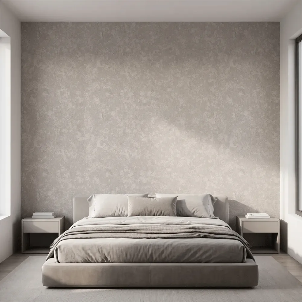Warm Greige Textured Wallpaper | Distressed Stone Effect Wall Covering