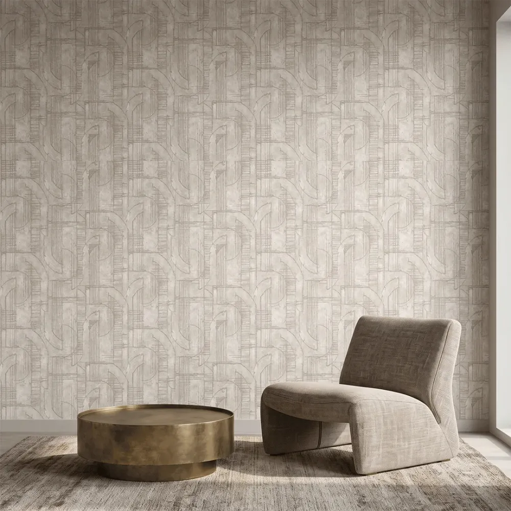 Warm Grey Abstract Textured Geometric Wallpaper