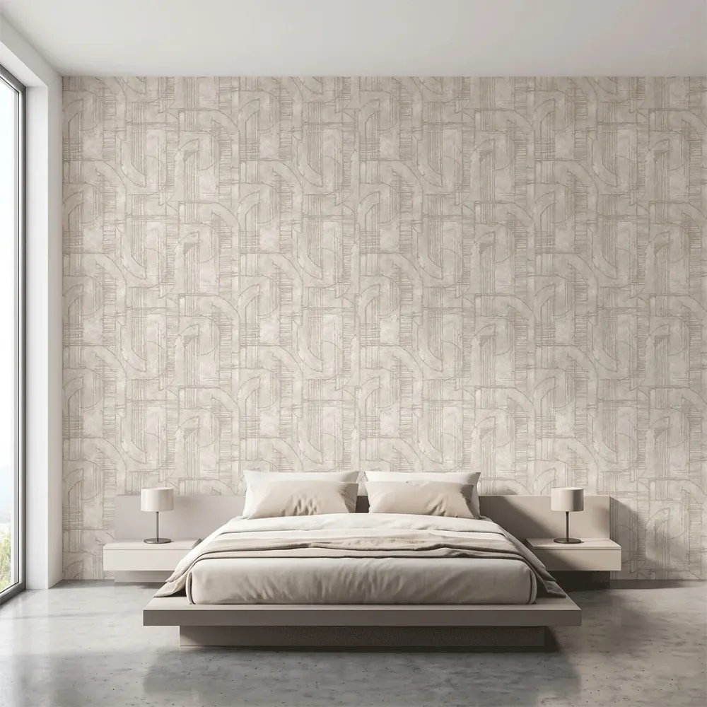 Warm Grey Abstract Textured Geometric Wallpaper
