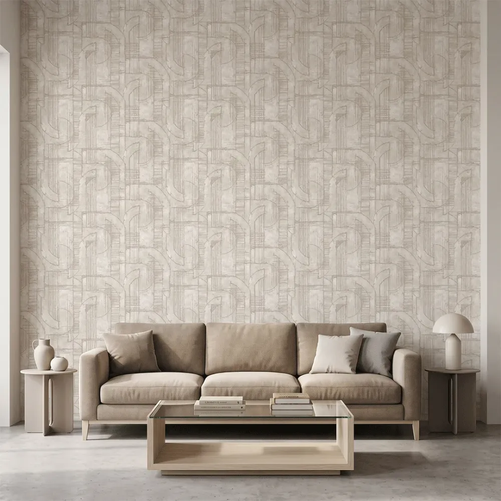Warm Grey Abstract Textured Geometric Wallpaper