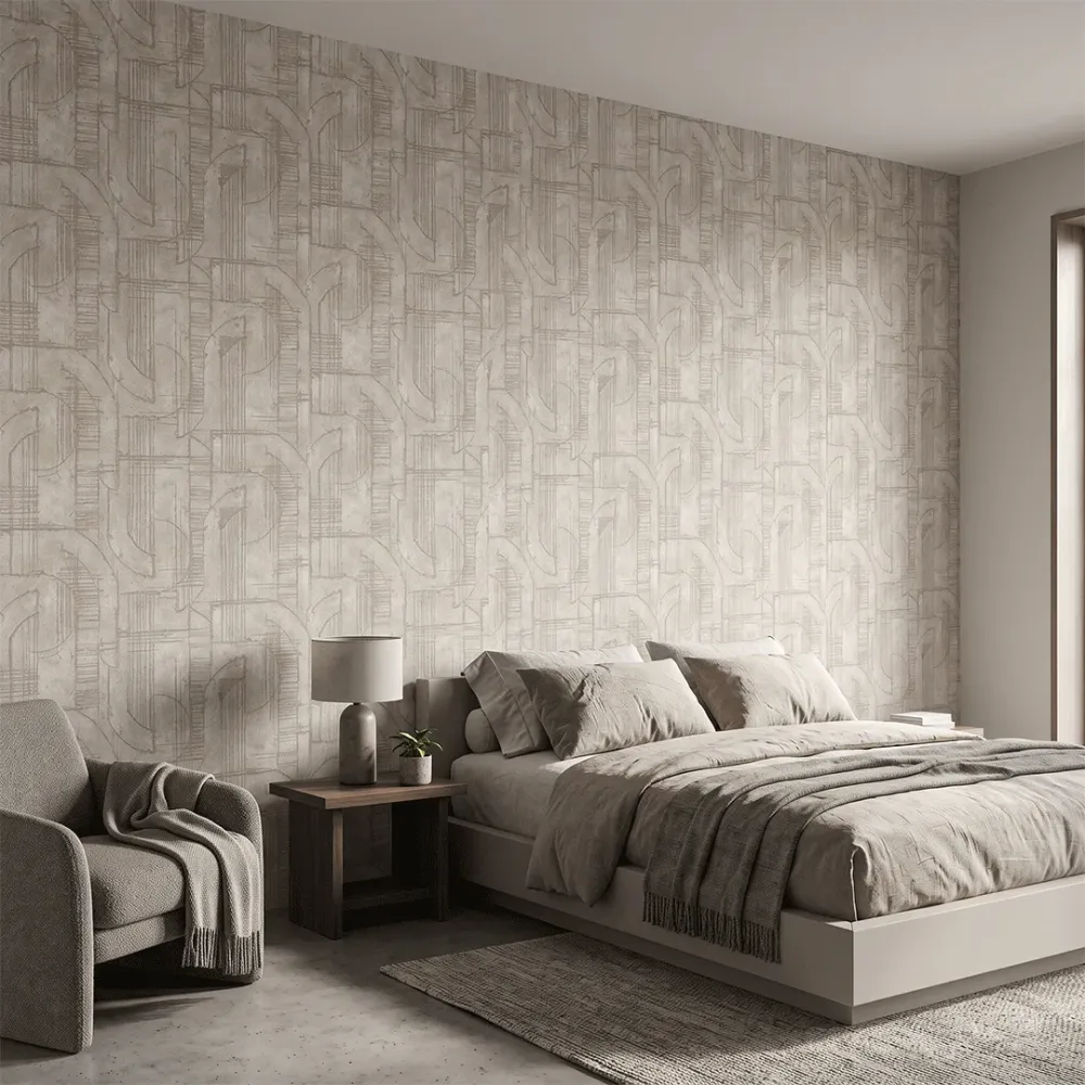 Warm Grey Abstract Textured Geometric Wallpaper