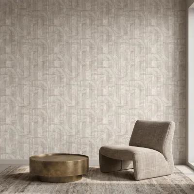 Warm Grey Abstract Textured Geometric Wallpaper