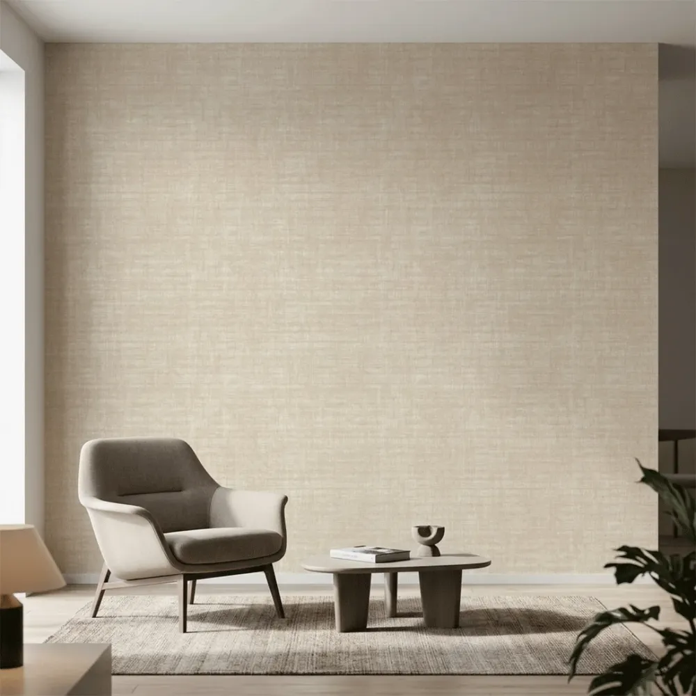 Warm Ivory Crosshatch Texture Wallpaper