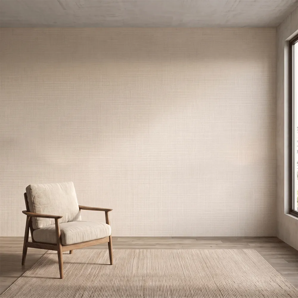 Warm Ivory Linen Texture Plain Wallpaper