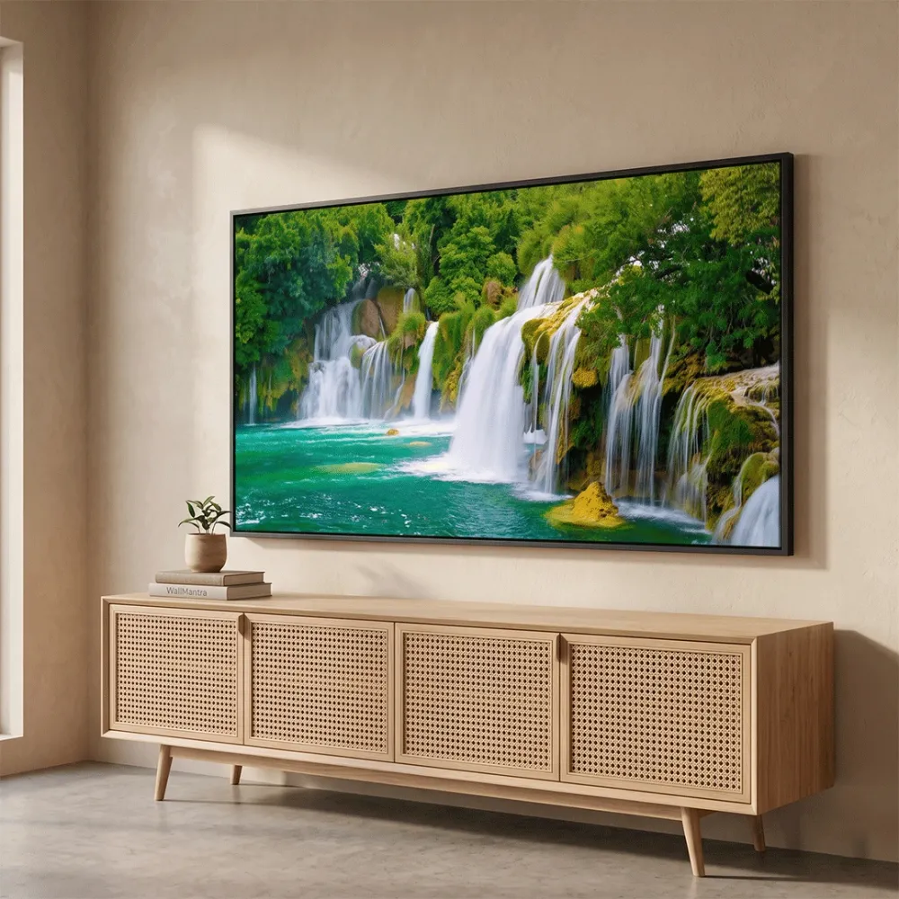 Waterfall Jungle Nature Scenery Canvas Wall Painting With Frame