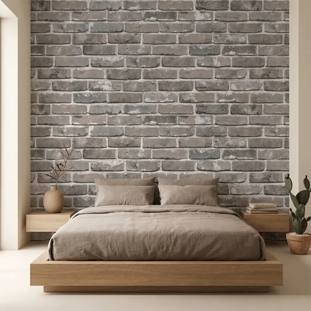 Weathered Ash Brick Wallpaper 