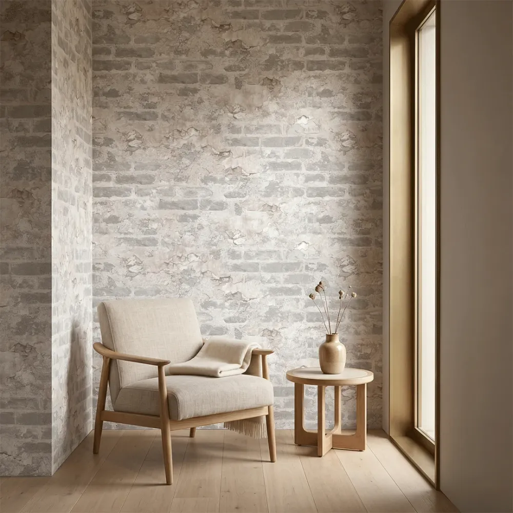 Weathered Plaster Brick Wallpaper 