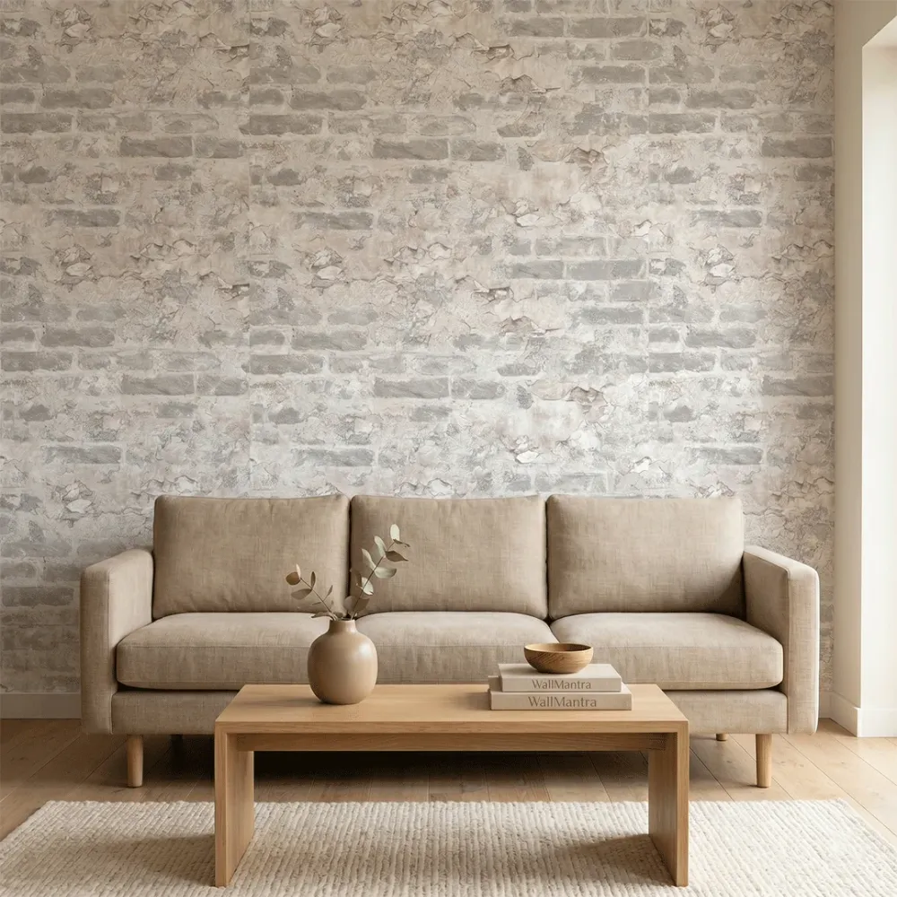 Weathered Plaster Brick Wallpaper 