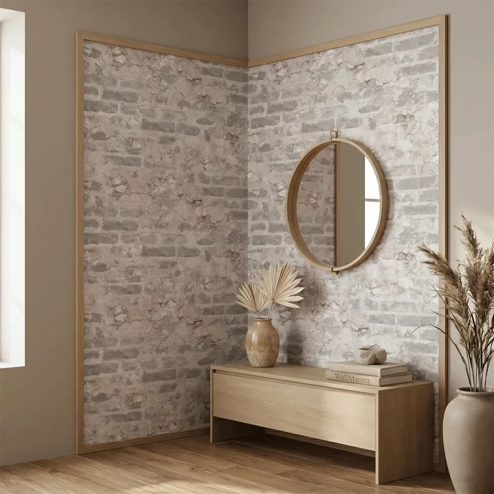 Weathered Plaster Brick Wallpaper 