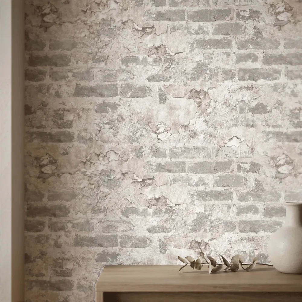 Weathered Plaster Brick Wallpaper 
