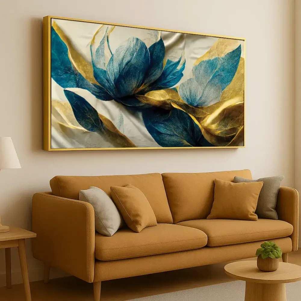 WallMantra Whispers of Gold Canvas Wall Painting With Frame