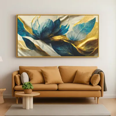 WallMantra Whispers of Gold Canvas Wall Painting