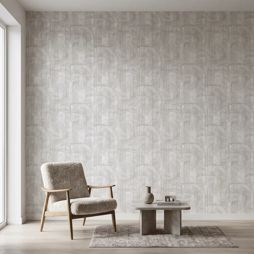 White Grey Abstract Textured Geometric Wallpaper
