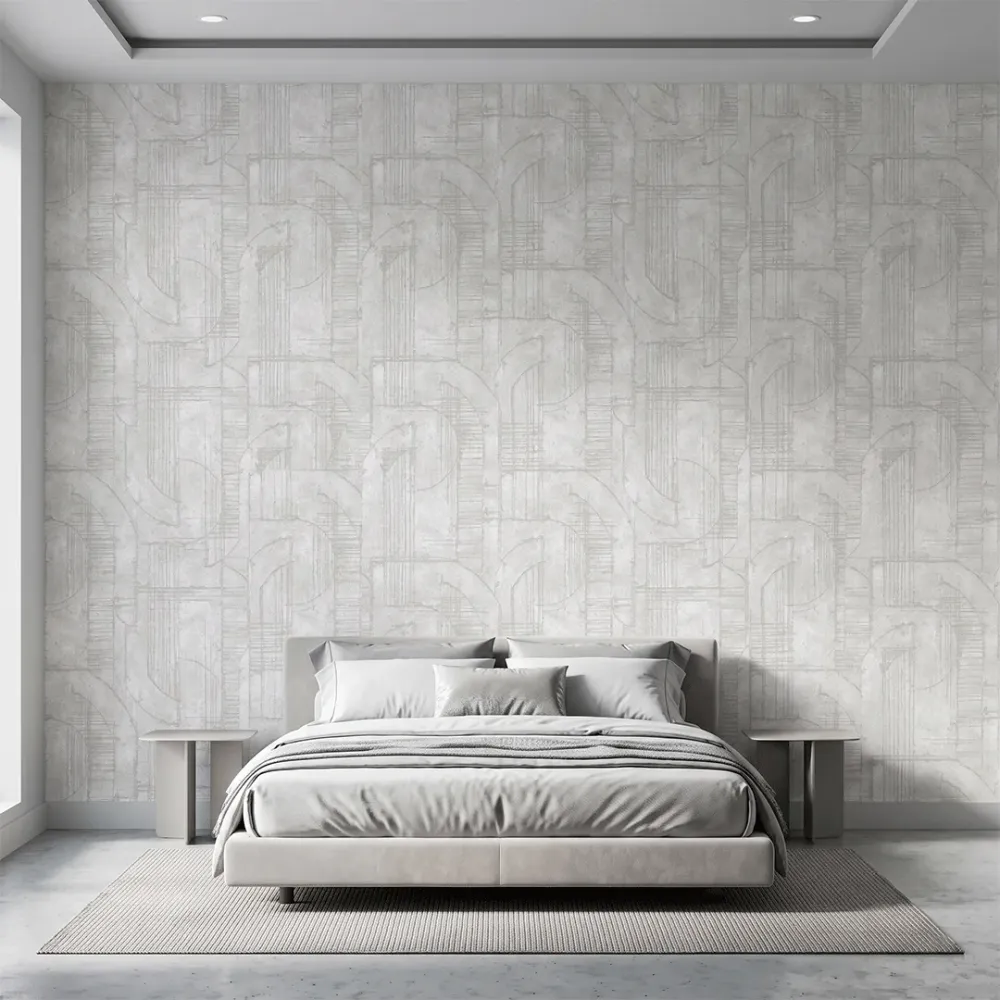 White Grey Abstract Textured Geometric Wallpaper