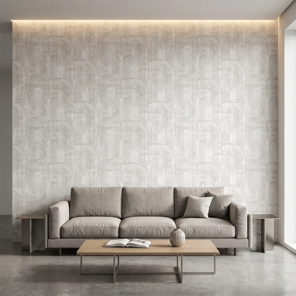 White Grey Abstract Textured Geometric Wallpaper