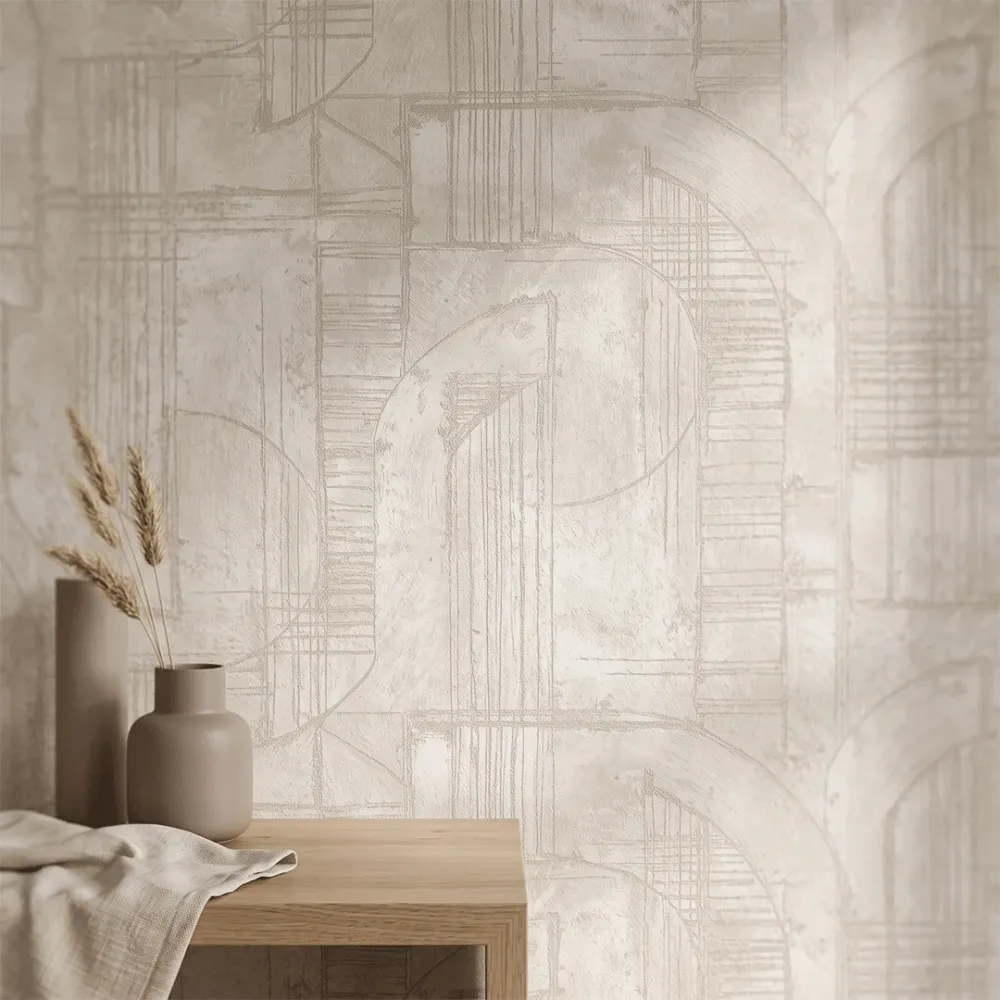 White Grey Abstract Textured Geometric Wallpaper