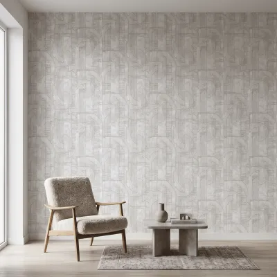 White Grey Abstract Textured Geometric Wallpaper
