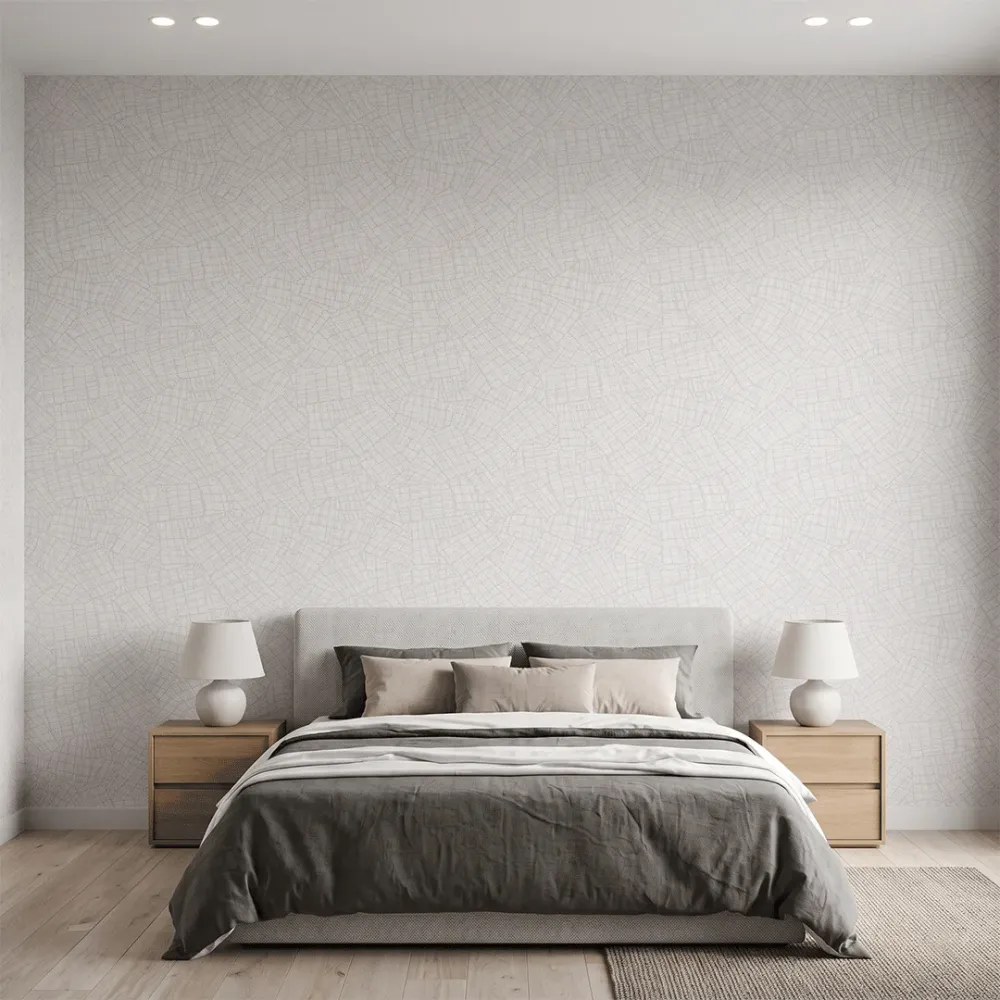 White Grey Textured Abstract Woven Wallpaper