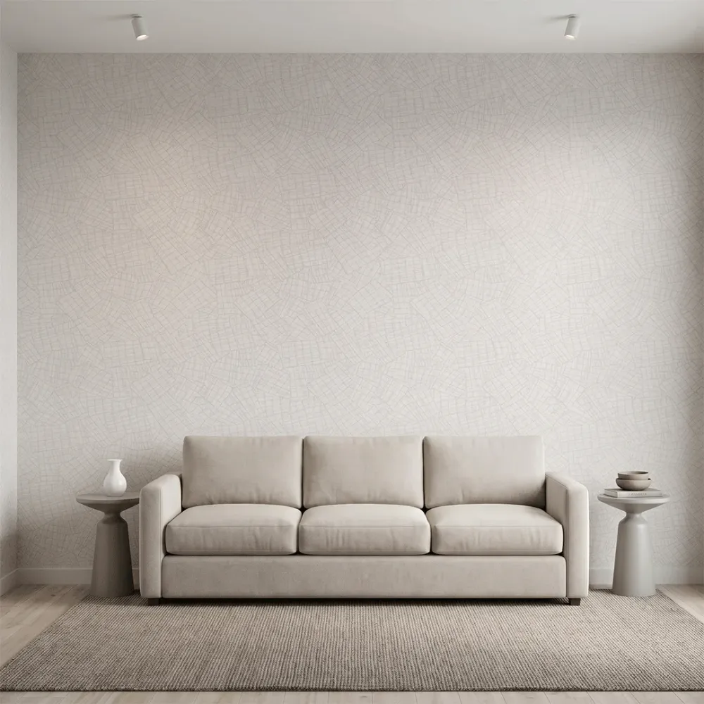 White Grey Textured Abstract Woven Wallpaper