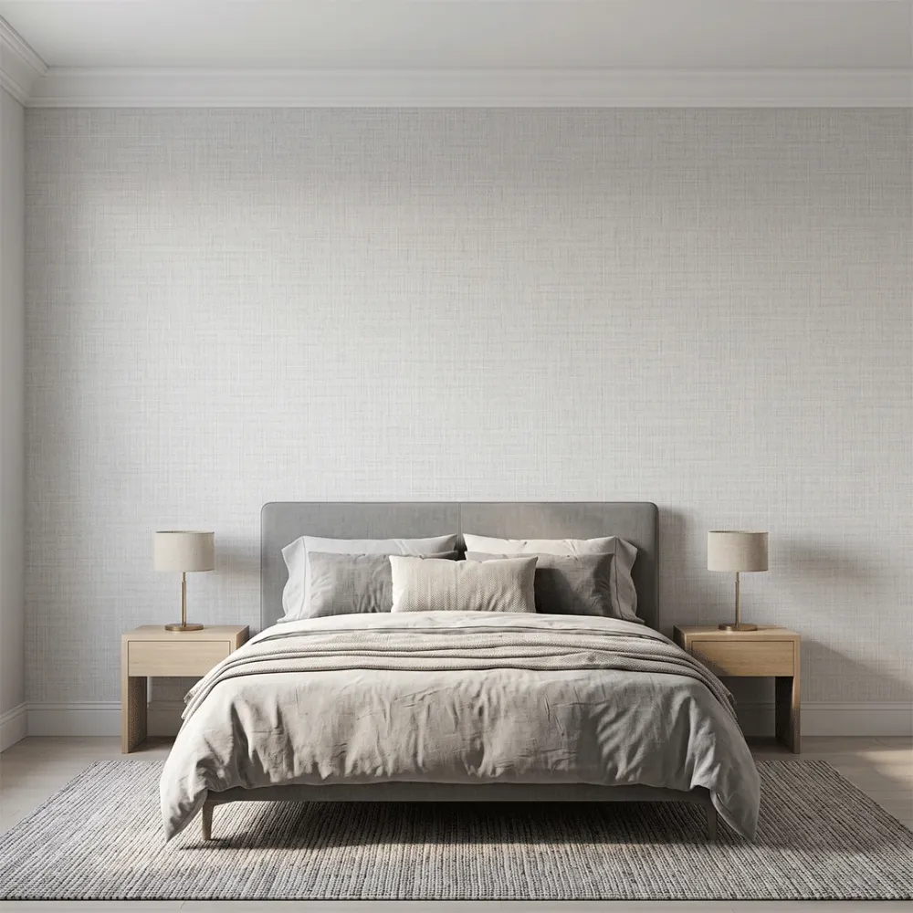 White Linen Texture Plain Wallpaper