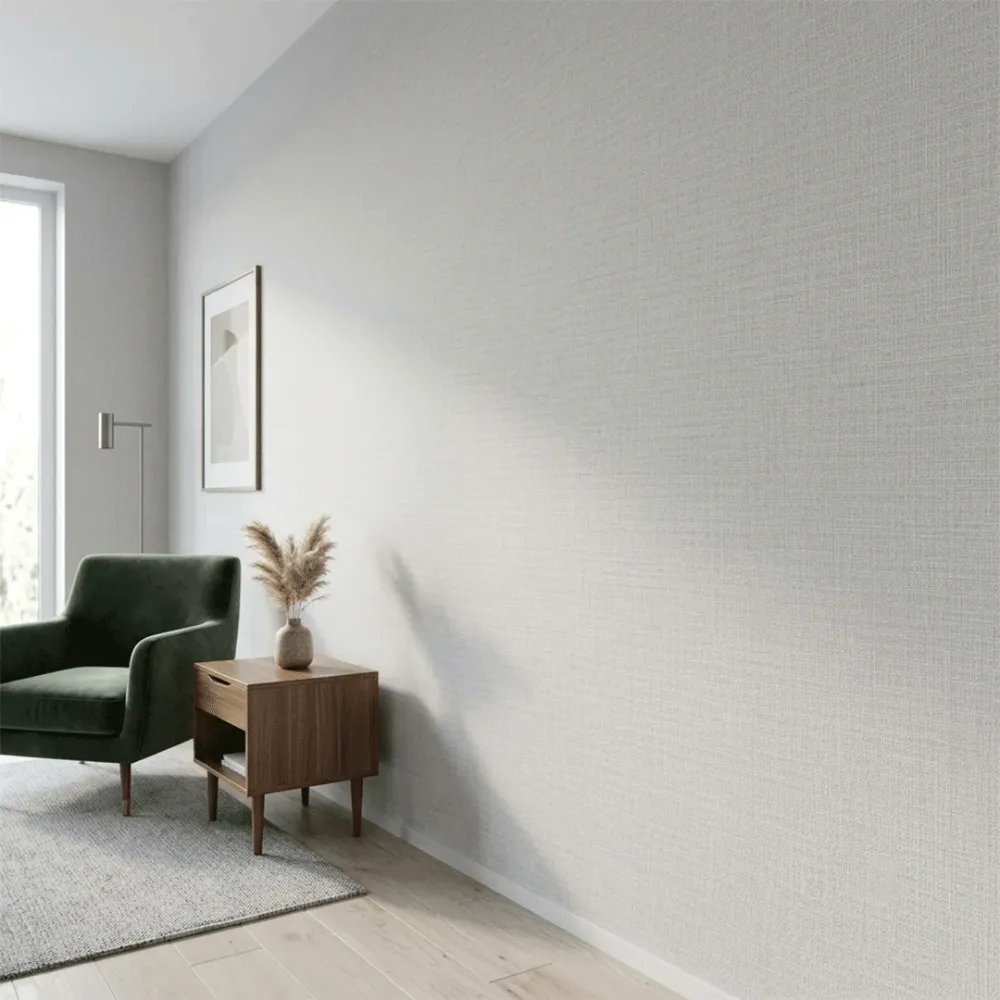 White Linen Texture Plain Wallpaper