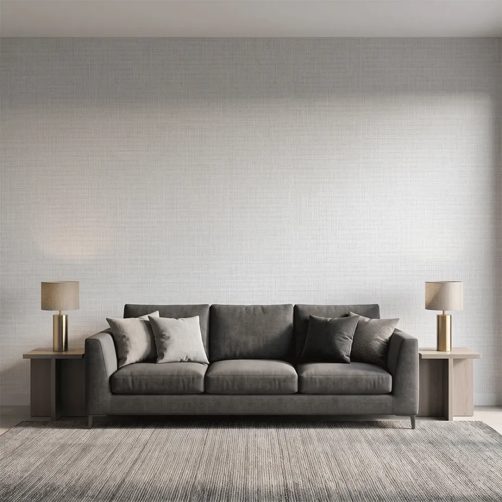White Linen Texture Plain Wallpaper